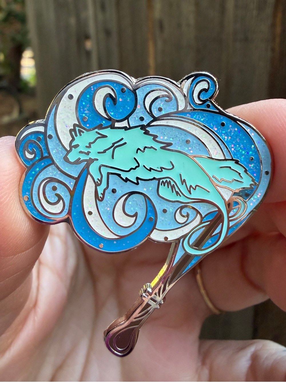 Glow-in-the-dark Harry Potter wolf patronus hard enamel pin